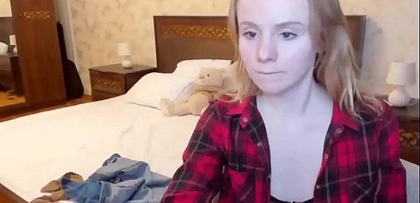  Blonde teen camgirl in seethrough bra